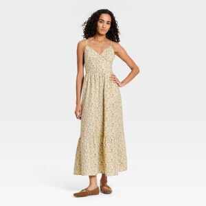 Universal Thread Yellow Floral Strapless Maxi Dress